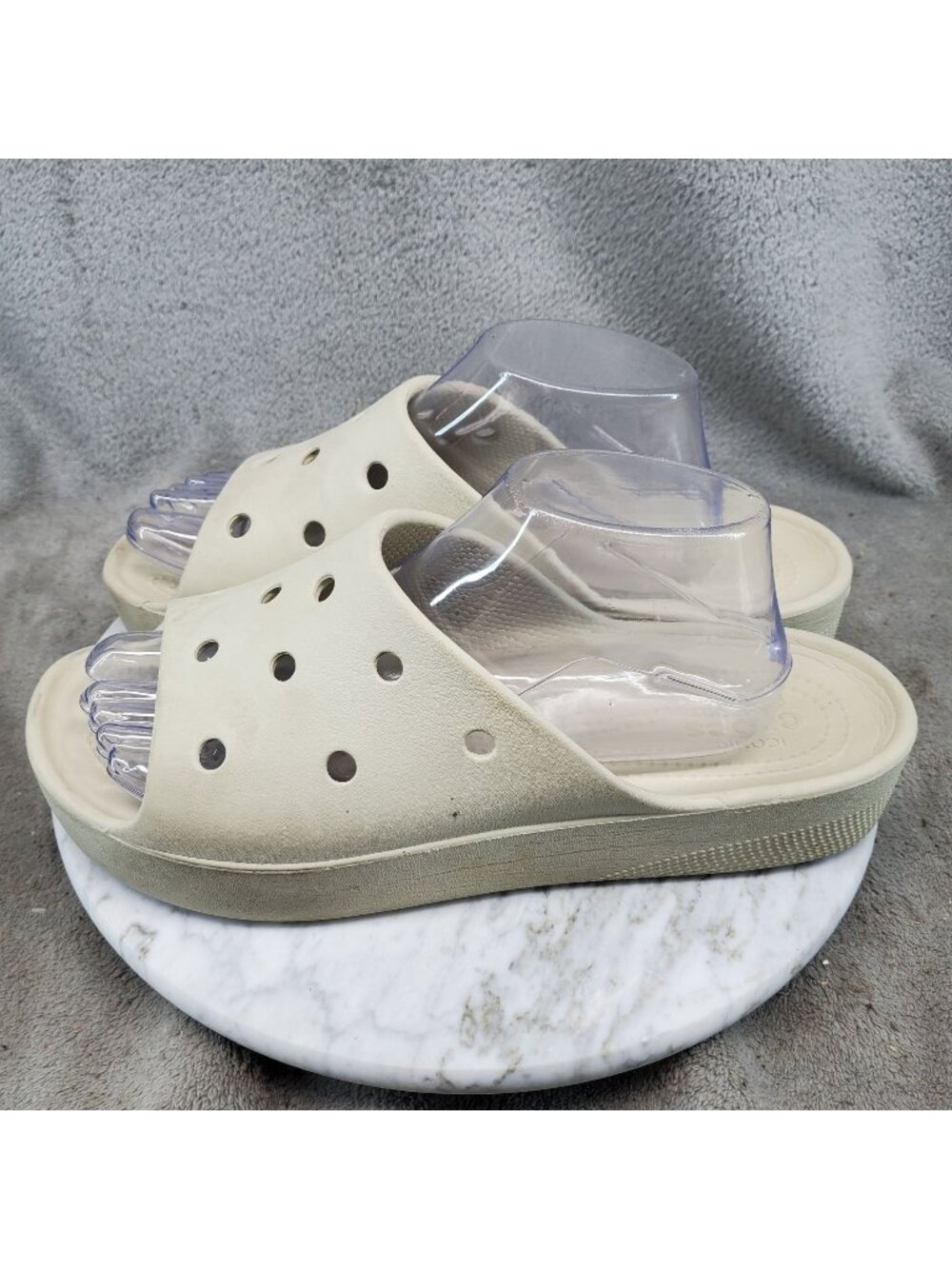 Crocs Shoes Womens Size 10 Beige Slip On Platform Slide Sandals *Read*